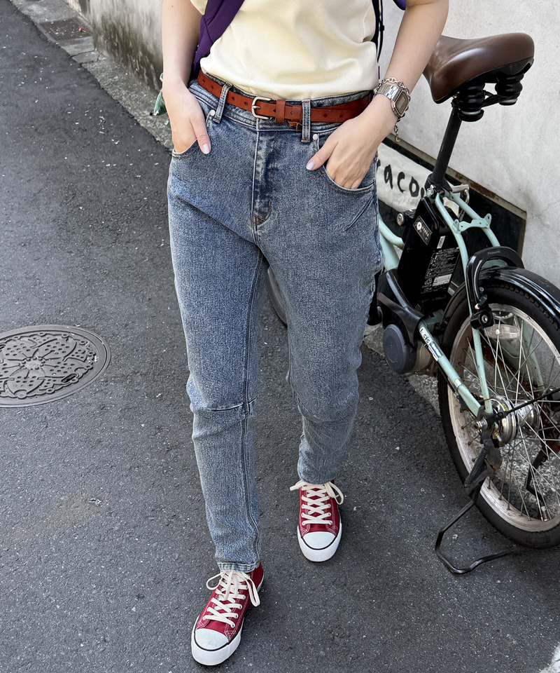 S/M/Lサイズ展開】MIXロック 美シルエット デニムサルエルパンツ