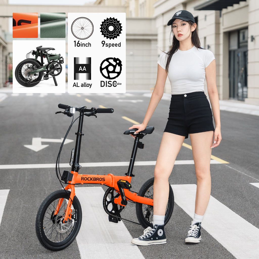 ROCKBROS 16インチ 9speed アルミフレーム 折りたたみ自転車 VDS-16M
