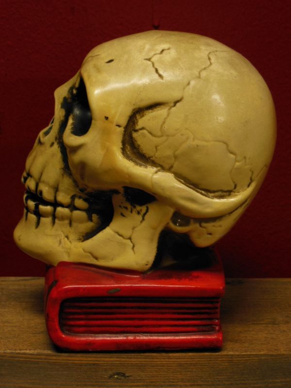 1950'S〜 SKULL ON BOOK BANK ヴィンテージ陶器製スカル骸骨貯金箱1