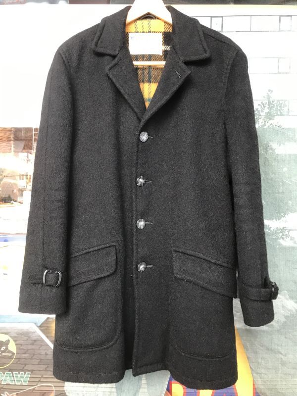 1950'S Hall American ROBERT HALL BLACK WOOL CAR COAT SIZE/M - ROCK