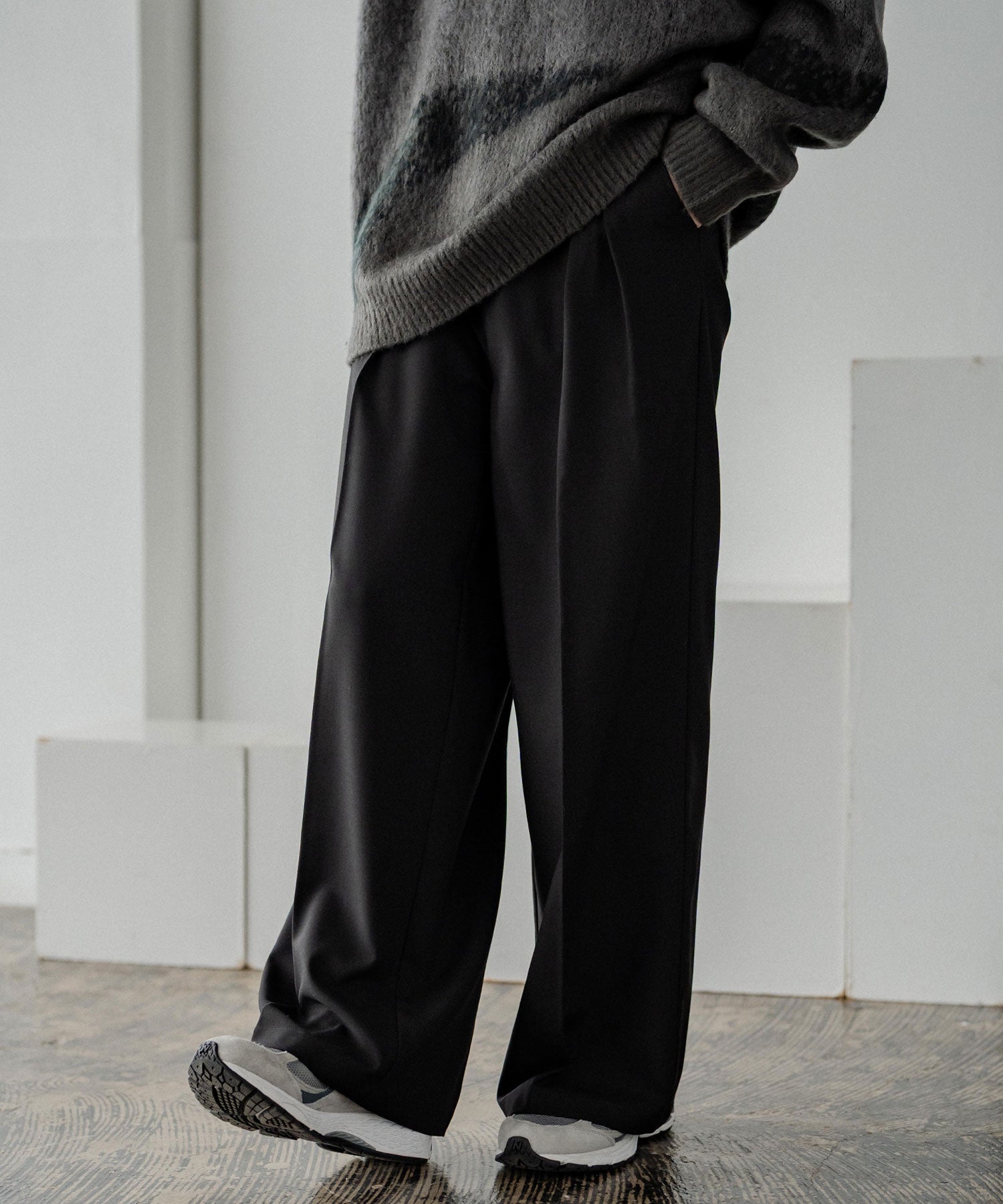 新色追加 セミワイド2タックイージーストレートスラックス 15248