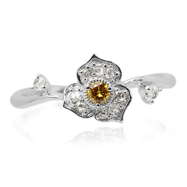 数量限定 ゴールデンダイヤ ローズカットダイヤモンドリング フレ