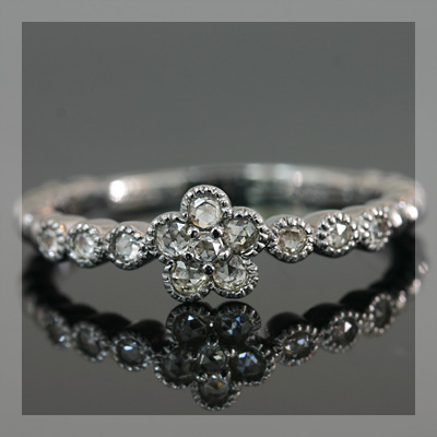 ローズカットダイヤモンド ミル打ちフラワーリング PT900 K18 K10対応