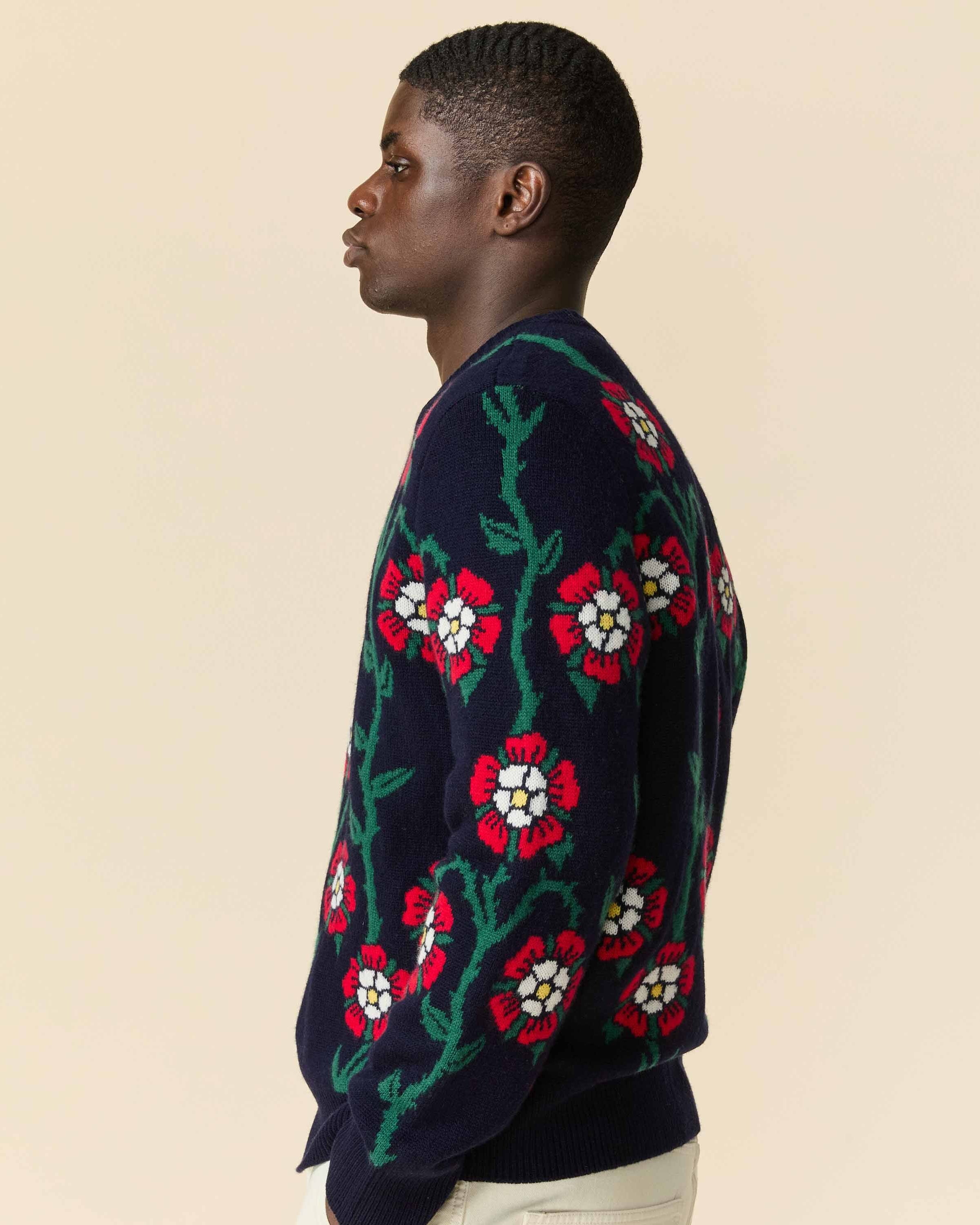 Men's Roses Sweater Navy Multi – Rowing Blazers