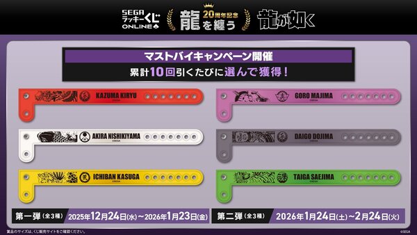 販売開始！『龍が如く』20周年記念！ セガ ラッキーくじオンライン第