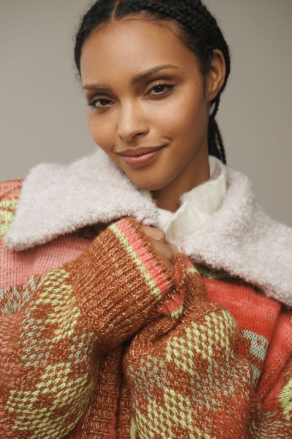 Faux-Fur Collar Cardigan Sweater | Nuuly