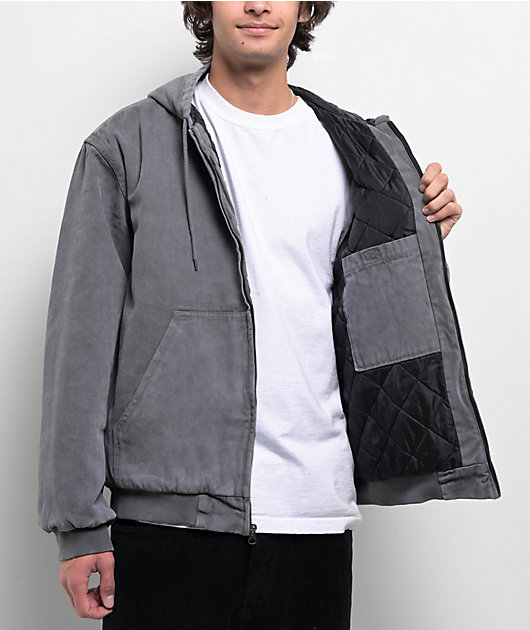 DGK Watcher Grey Wash Hooded Canvas Jacket | Zumiez
