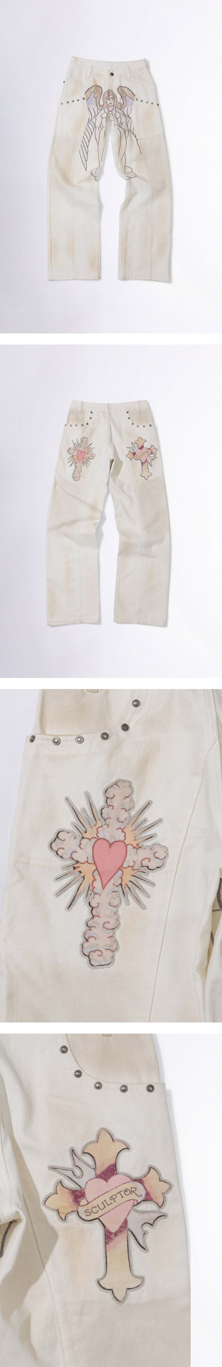 스컬프터(SCULPTOR) [Sculptor X Ed Hardy] Cracked Angel Denim Ivory