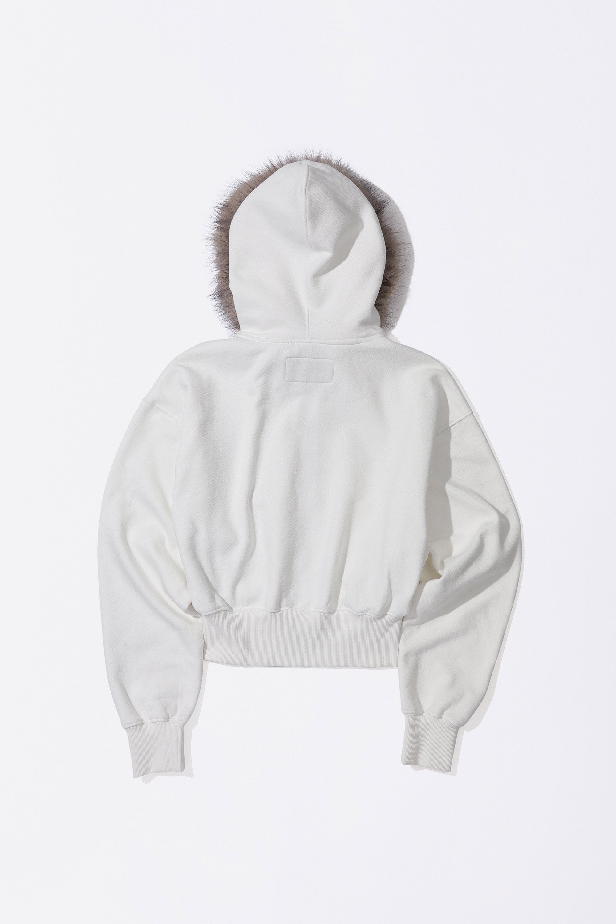 Faux Fur Trimming Hooded Zip-Up White – Sculptor