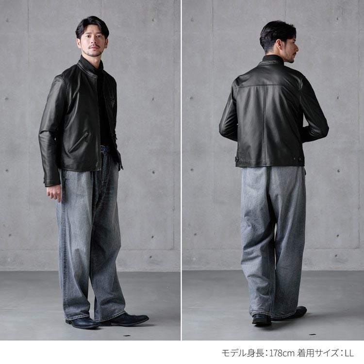 レザージャケット メンズ 本革 ラムレザー 軽量 シングル ライダース