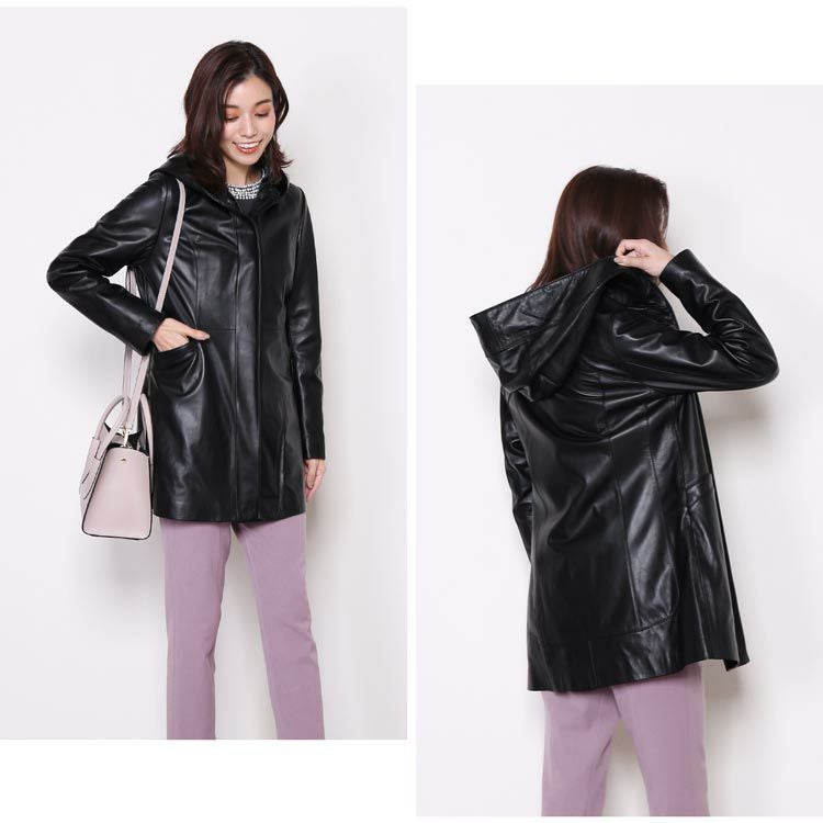レザーコート レディース フード付き 本革 アウター 6F