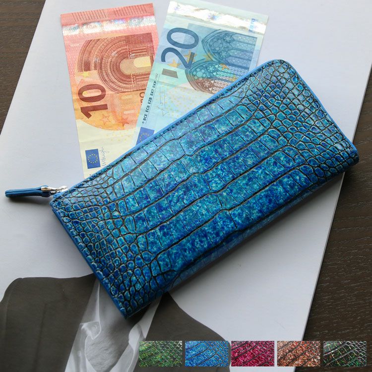 クロコダイル 長財布 レディース L字ファスナー 財布 本革 鰐革 ワニ革