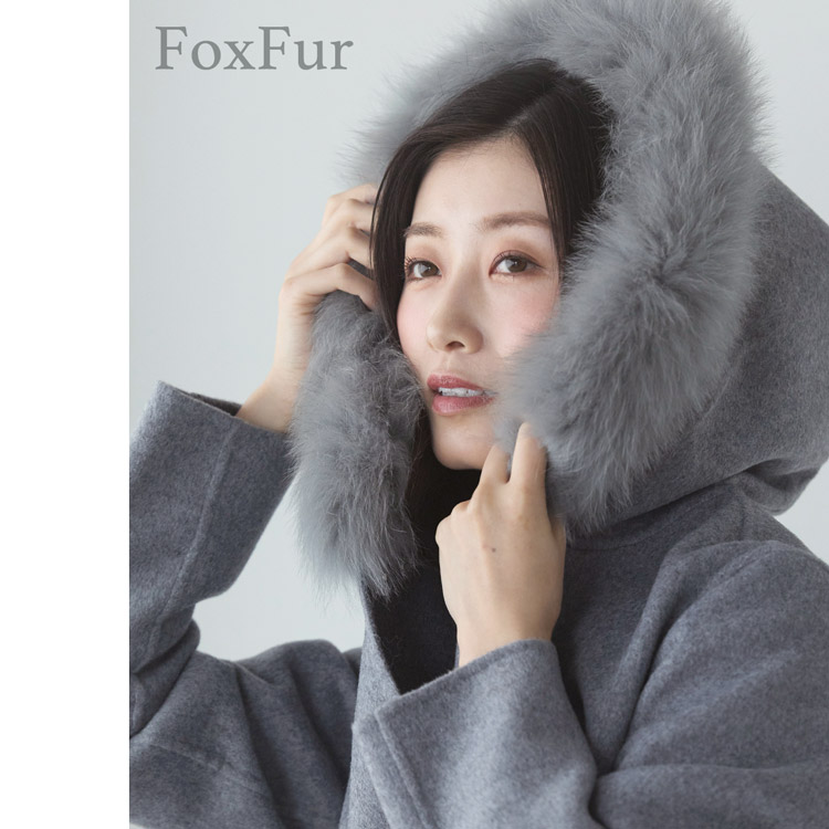 カシミヤ ブレンド ウール ロング コート ダブルフェイス フォックス