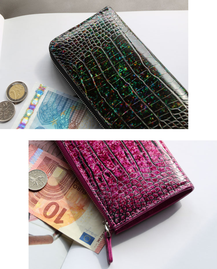 クロコダイル 長財布 レディース L字ファスナー 財布 本革 鰐革 ワニ革