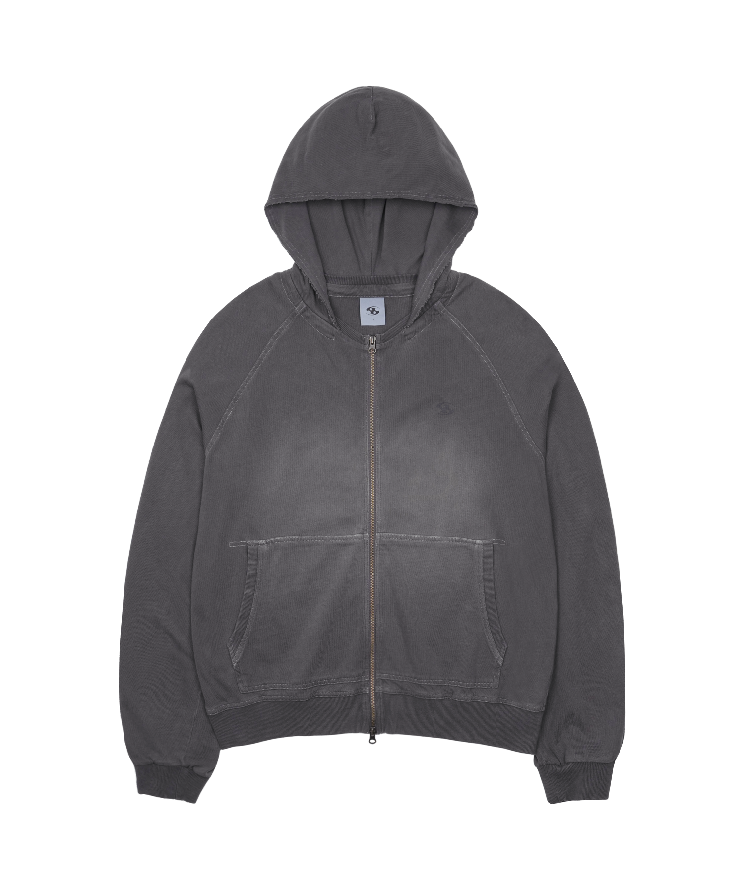 WASHED HOODIE ZIP-UP [CHARCOAL] | SAN SAN GEAR