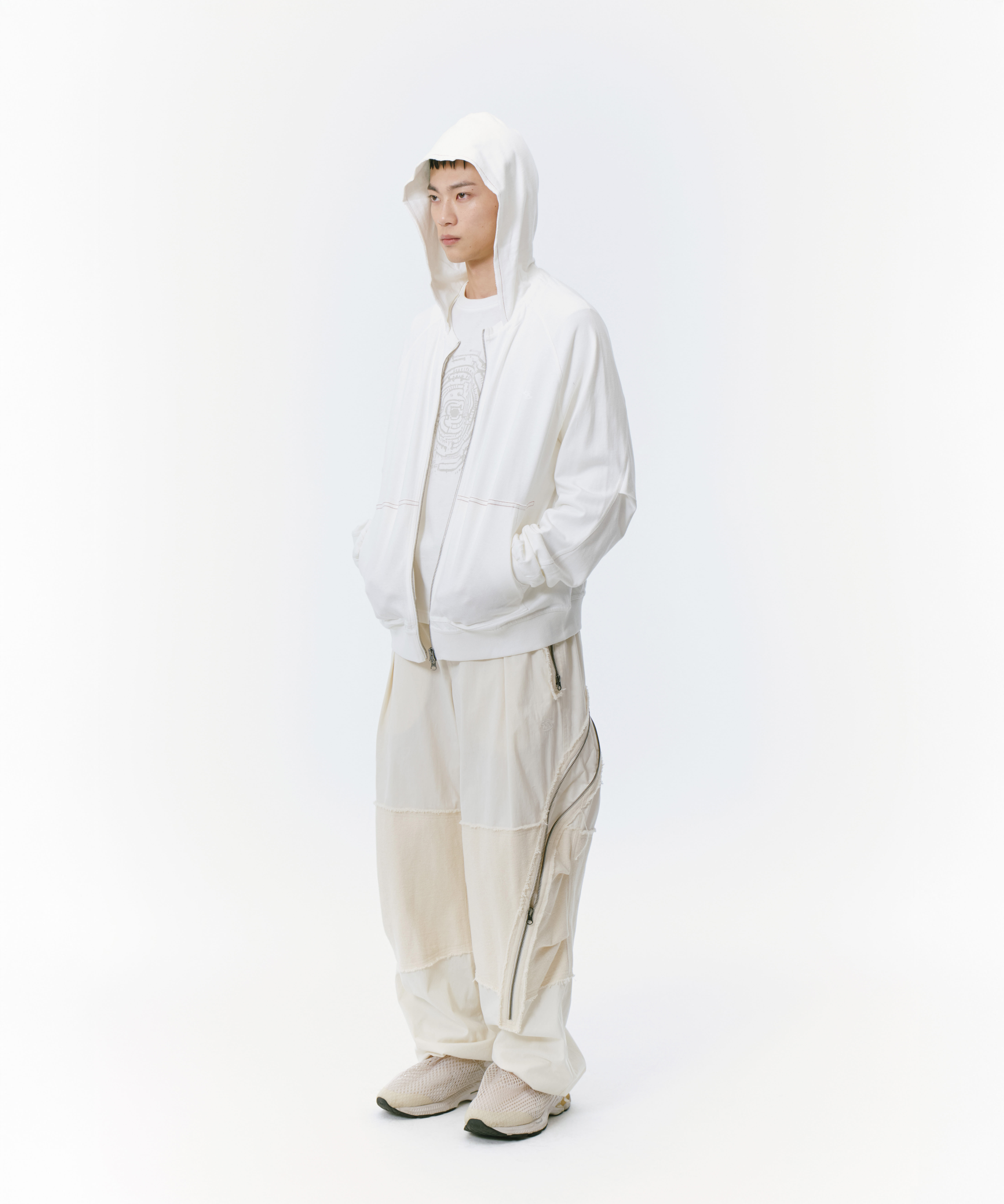 WASHED HOODIE ZIP-UP [IVORY] | SAN SAN GEAR