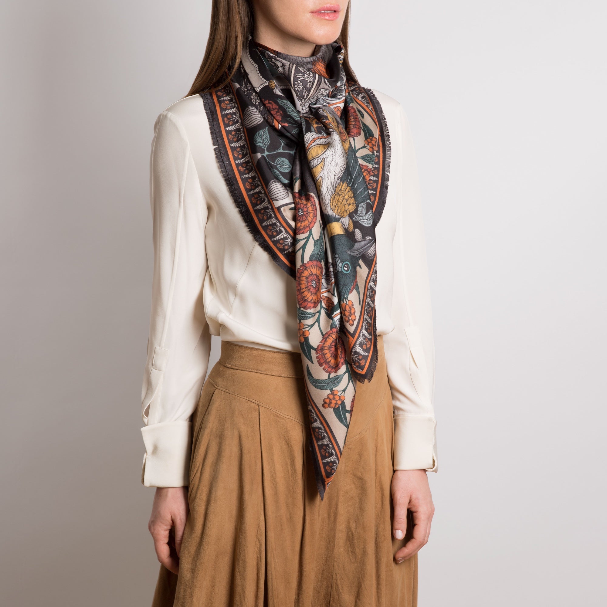 Tipu's Hound Silk Twill Shawl 135 – Sabina Savage