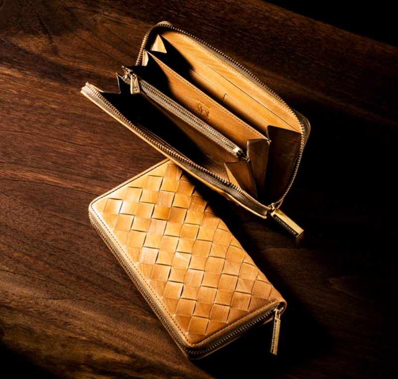 ココマイスター！編み込みラウンド長財布ザオークバーク・ドレッド