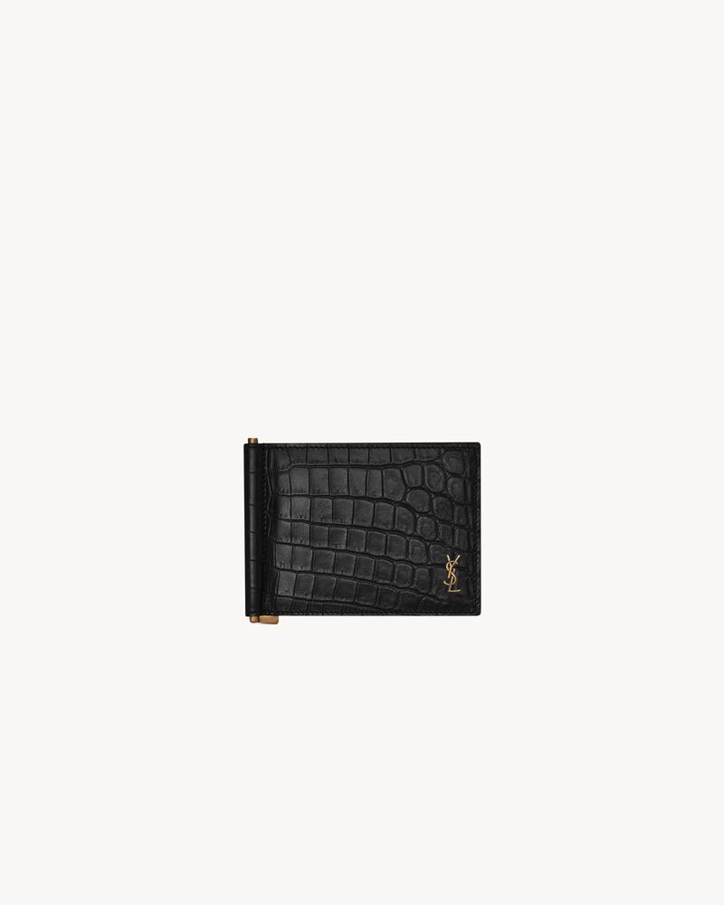TINY CASSANDRE Bill clip wallet in CROCODILE-EMBOSSED matte