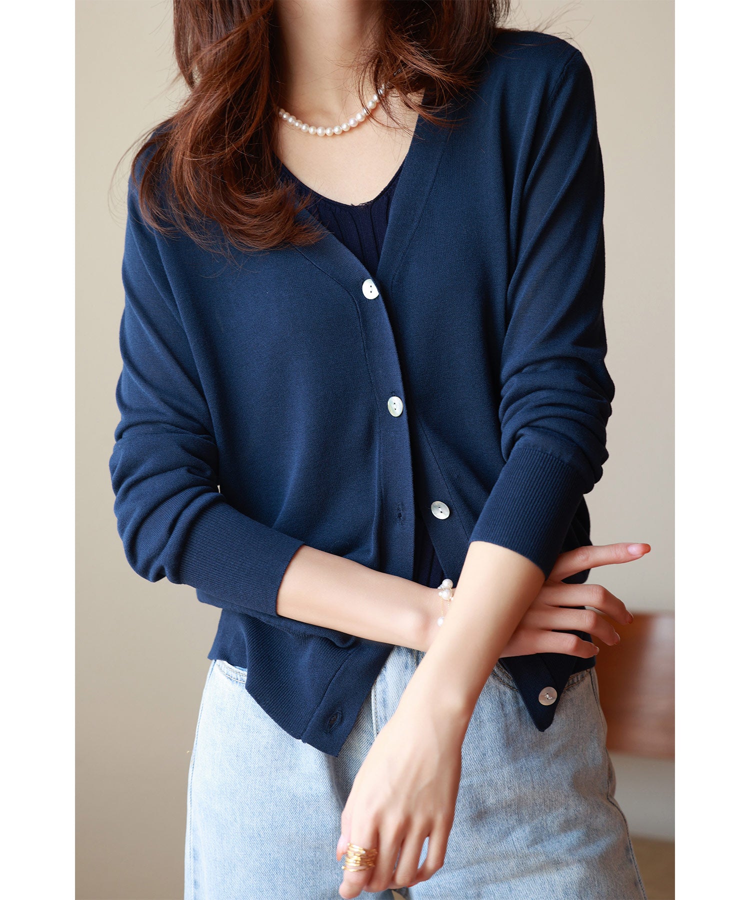 サマーニットVネックカーディガンxyf2080 ネイビー – [公式]SAISON DE