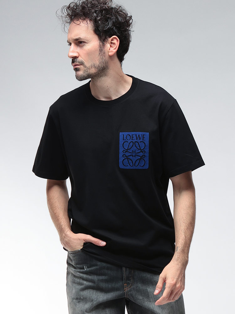 LOEWE (ロエベ) アナグラム刺繍 クルーネック 半袖 Tシャツ