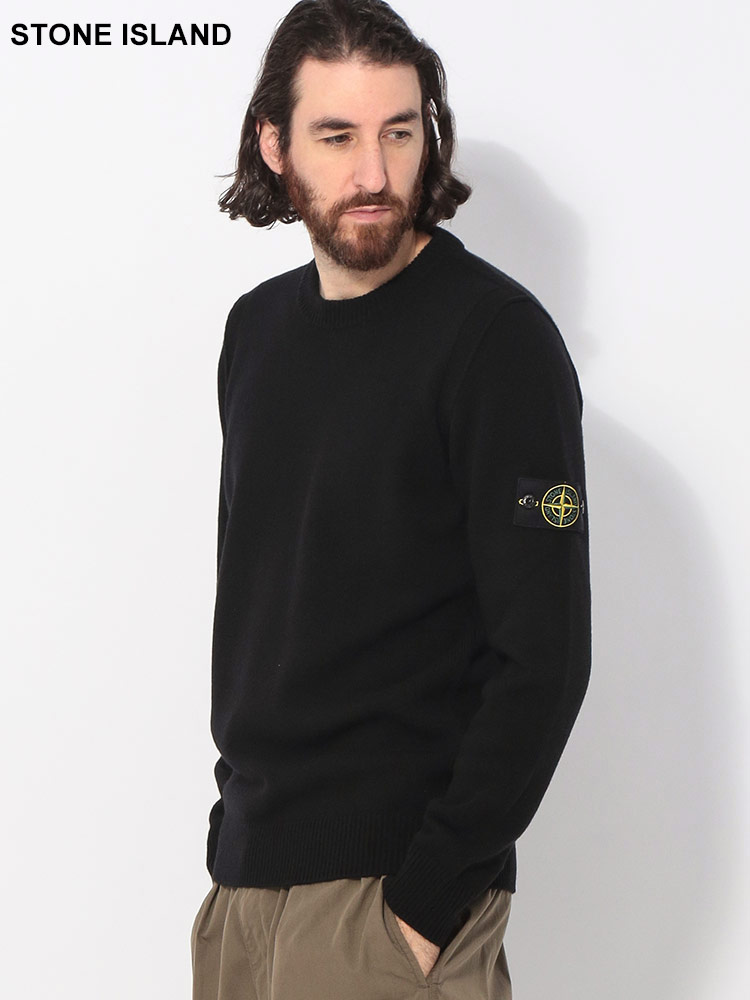 STONE ISLAND (ストーンアイランド) 袖ロゴ クルーネック 長袖 ニット