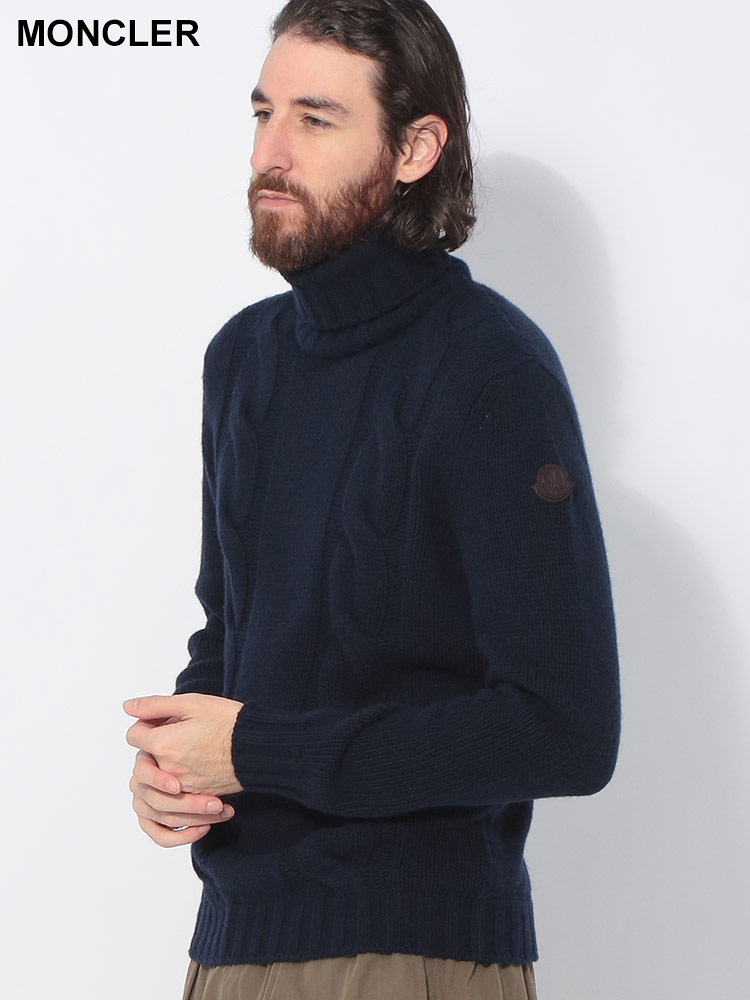 MONCLER (モンクレール) カシミヤ混 ケーブル タートルネック ニット