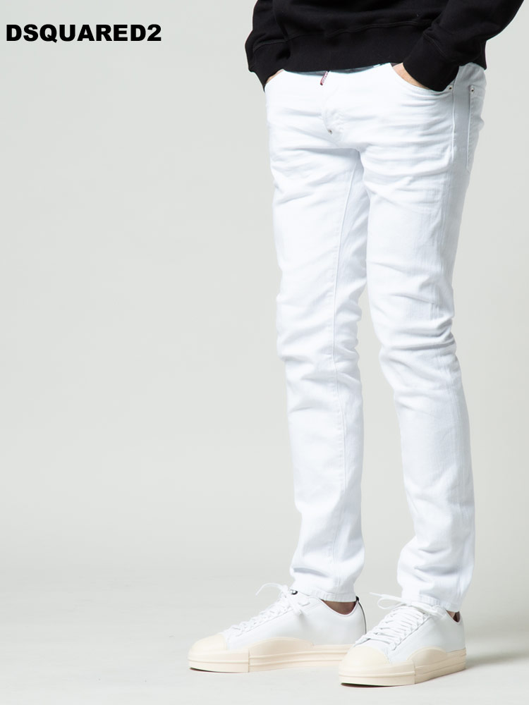 DSQUARED2 ディースクエアード メンズ ボタンフライ ホワイト ジーンズ