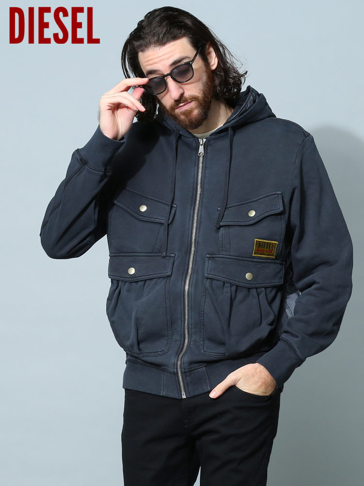 DIESEL (ディーゼル) フルジップ スウェット ジャケット J-STOL