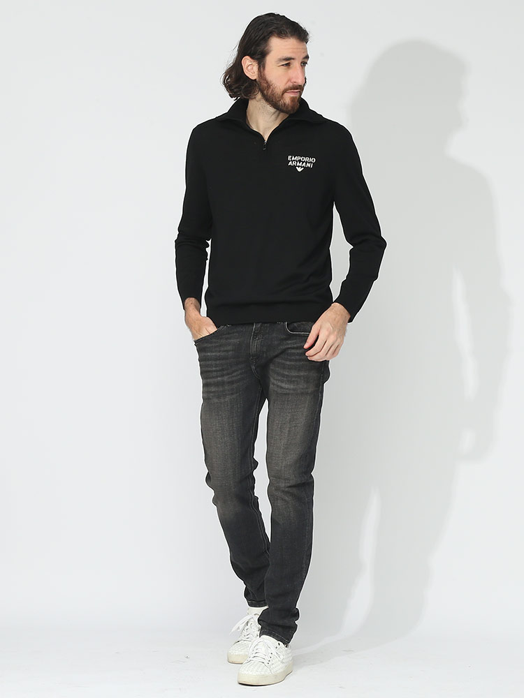 EMPORIO ARMANI (エンポリオアルマーニ) ハーフジップ ロゴ刺繍
