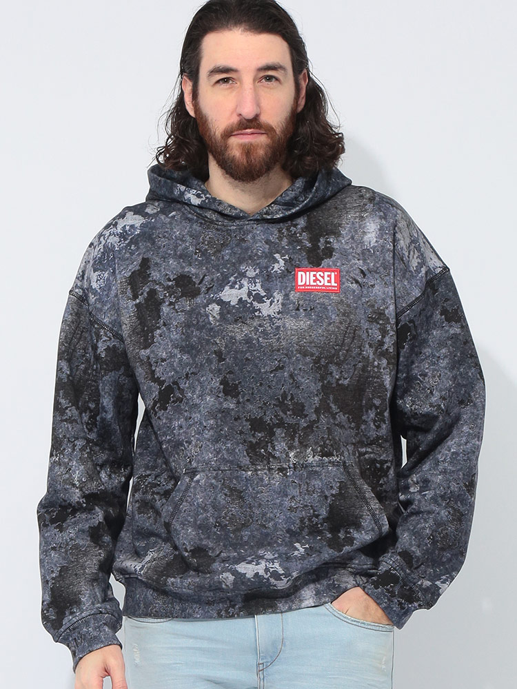 DIESEL (ディーゼル) マーブルウォッシュ プルオーバー パーカー