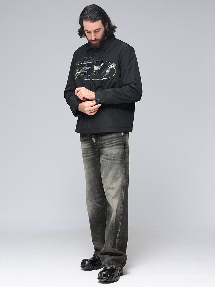 DIESEL (ディーゼル) フロントデザイン ロゴ刺繍 フルジップ シャツ