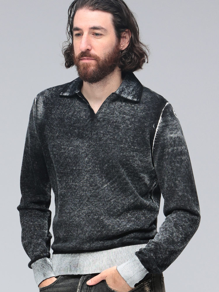 DIESEL (ディーゼル) ニット 長袖 スキッパーカラー セーター