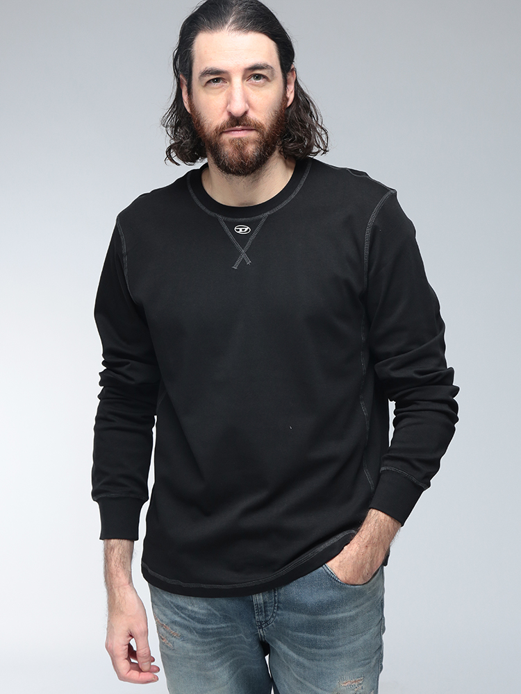 DIESEL (ディーゼル) ロゴ オーバルD クルーネック コットン 長袖 T