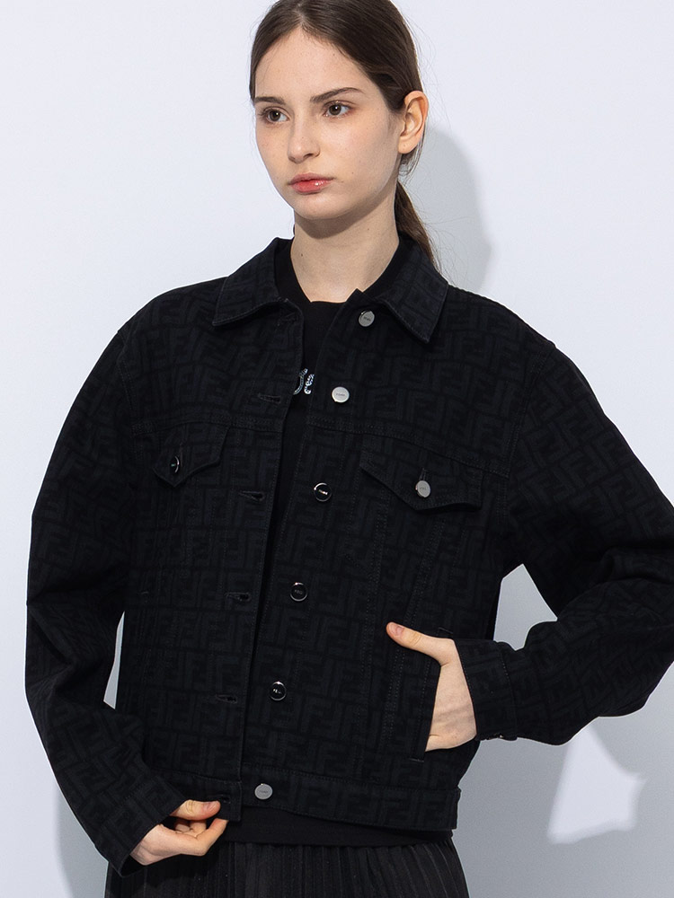 FENDI (フェンディ) ロゴプリント フルボタン デニムジャケット