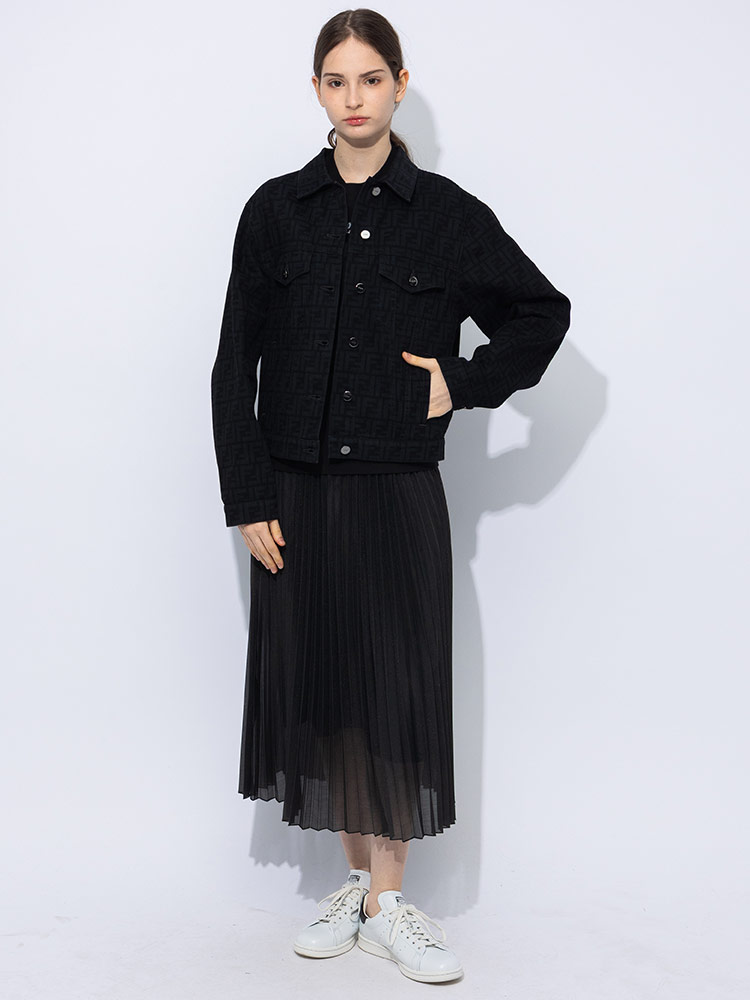 FENDI (フェンディ) ロゴプリント フルボタン デニムジャケット