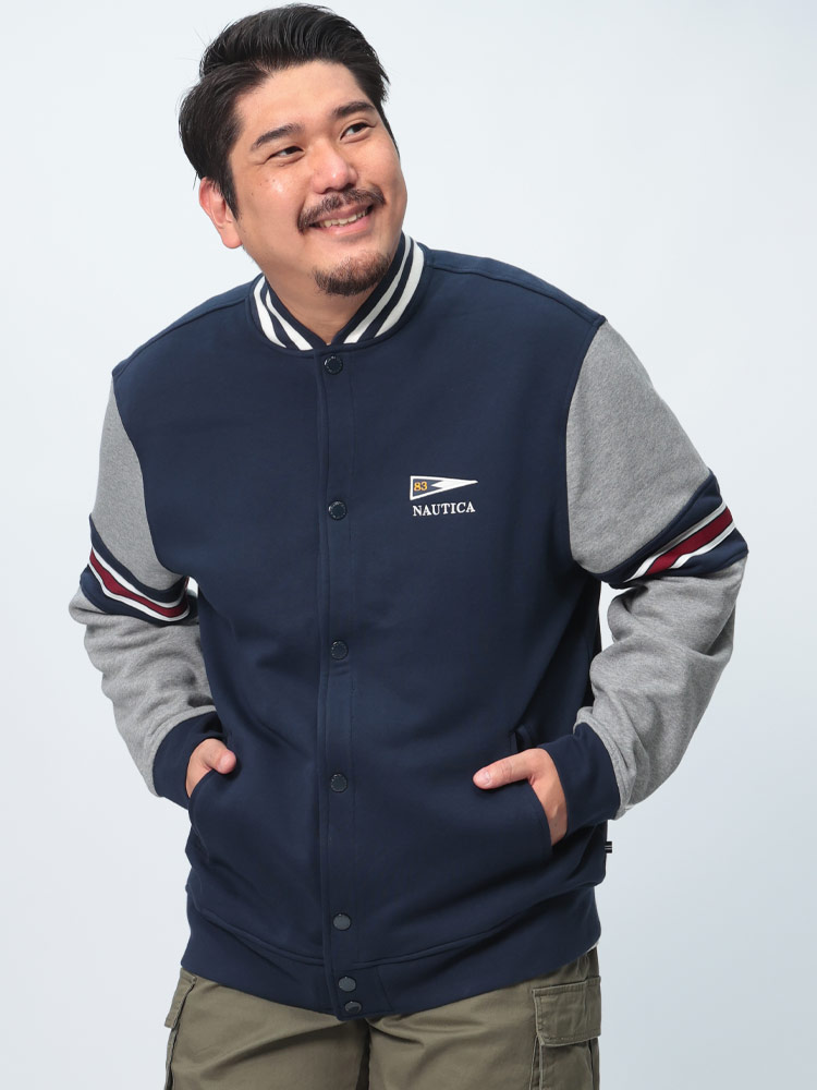 ボンバー ジャケット 裏起毛 ライン アウター スウェット ボタン 秋冬