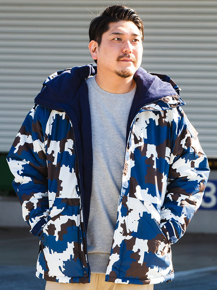 大きいサイズ メンズ South Play (サウスプレイ) 迷彩柄 裏フリース