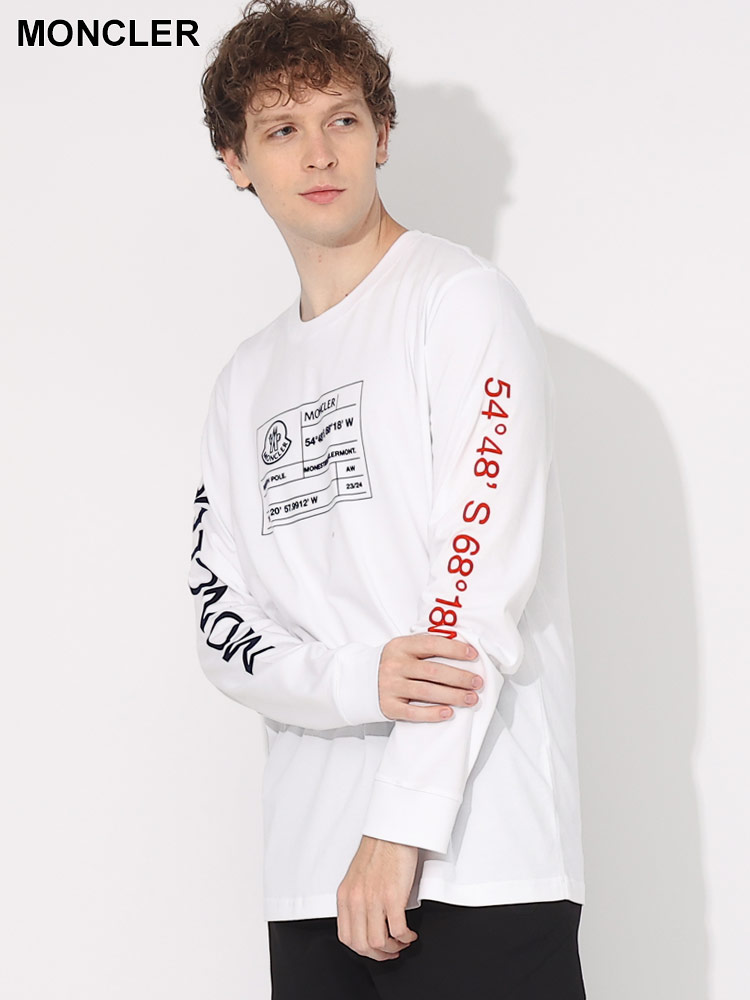 MONCLER (モンクレール) 袖ロゴ プリント クルーネック 長袖 Tシャツ