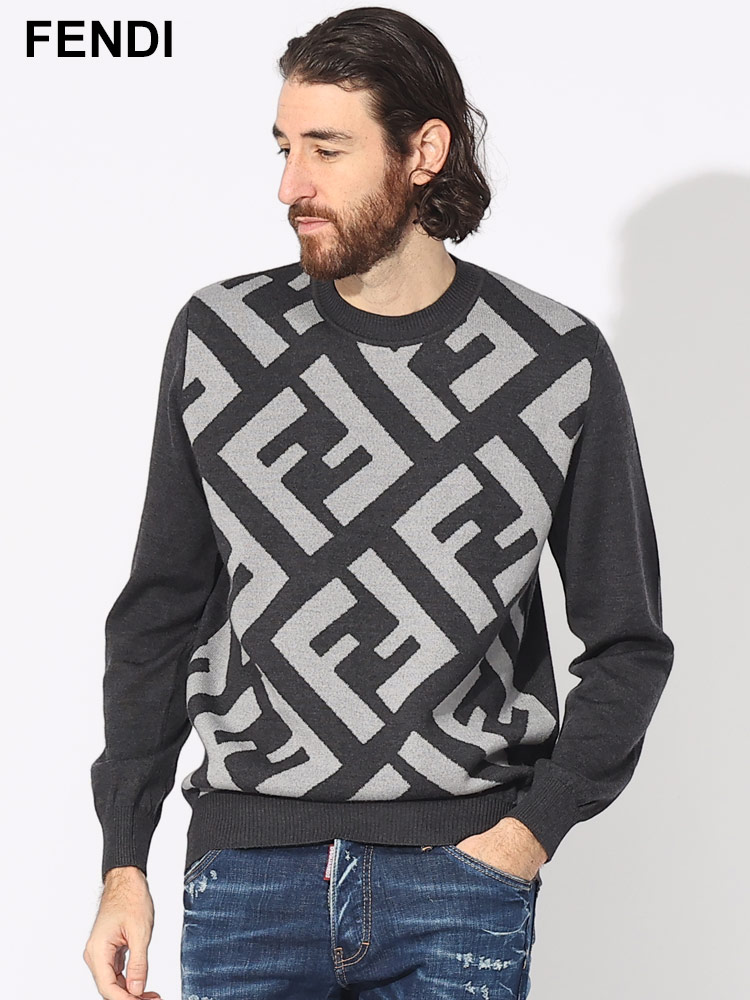 FENDI (フェンディ) FF柄 クルーネック ニット FDFZX091APJK ブランド