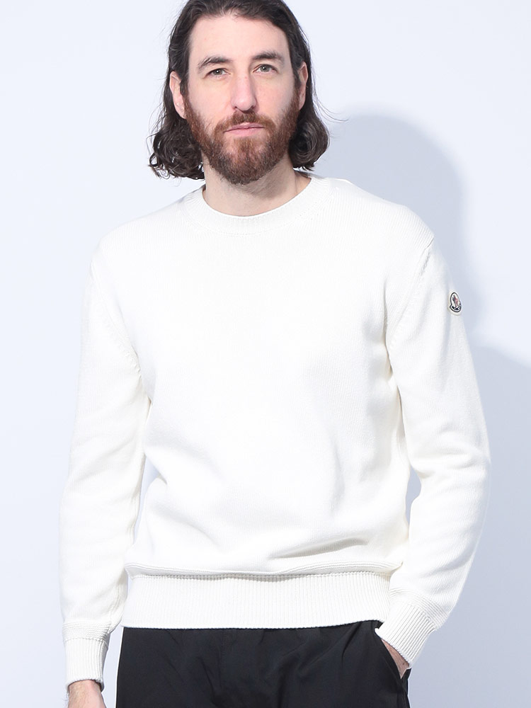 MONCLER (モンクレール) 袖ワッペン クルーネック ニット