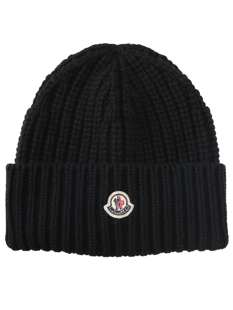 MONCLER (モンクレール) カシミヤ混 ワンポイント リブ編み ニット