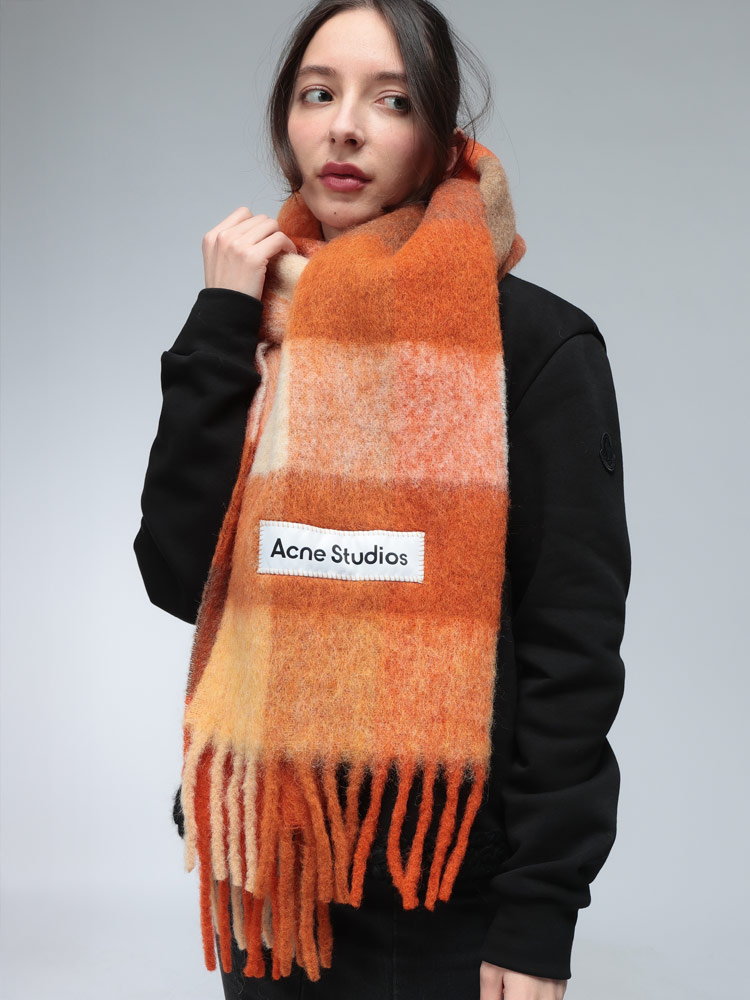 Acne Studios (アクネストゥディオズ) モヘヤ混 チェック柄 マフラー