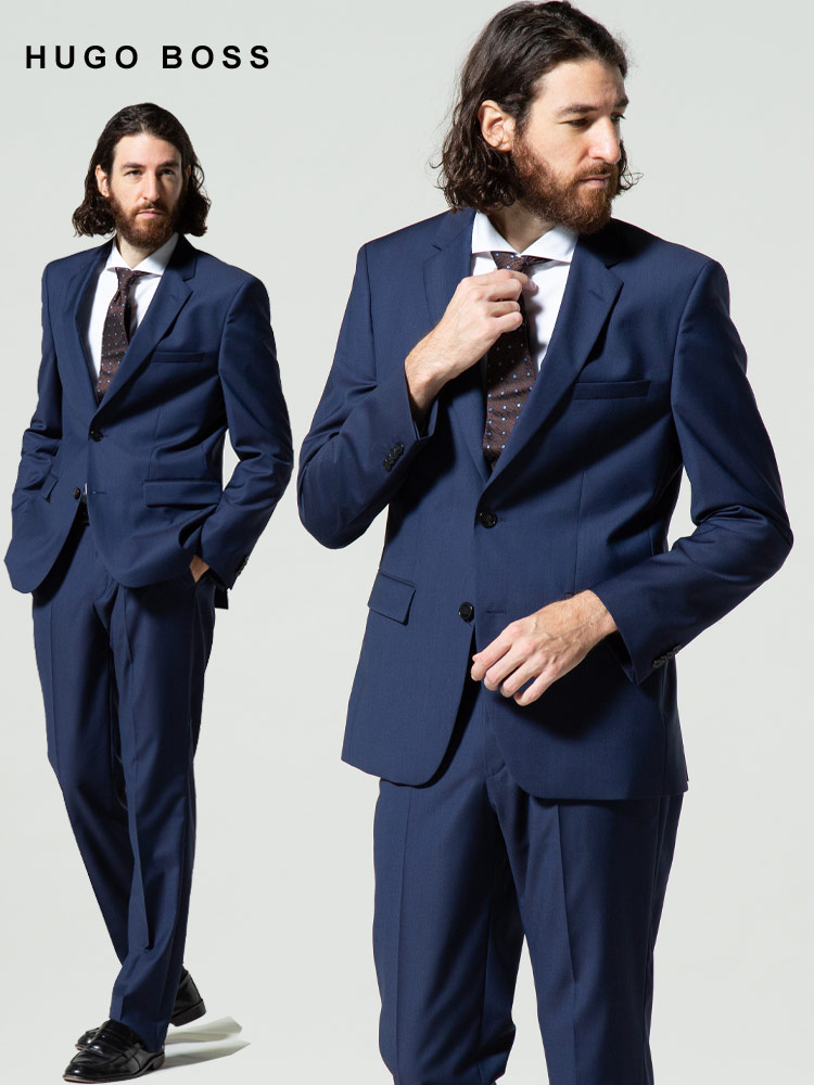 HUGO BOSS (ヒューゴボス) ウール シングル 2ツ釦 ノータック スーツ