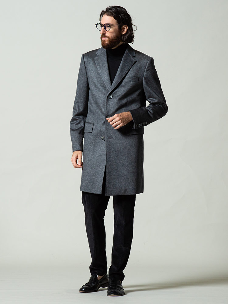 ヒューゴボス メンズ HUGO BOSS カシミヤ100％ シングル チェスター