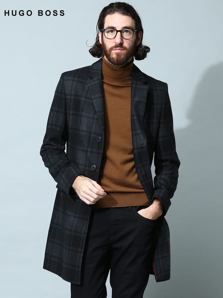 HUGO BOSS (ヒューゴボス) チェック シングル チェスターコート
