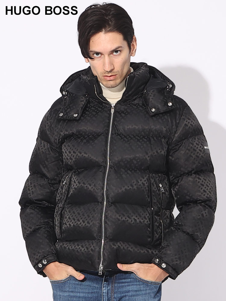 HUGO BOSS (ヒューゴボス) フード着脱 モノグラム柄 フルジップ 中綿