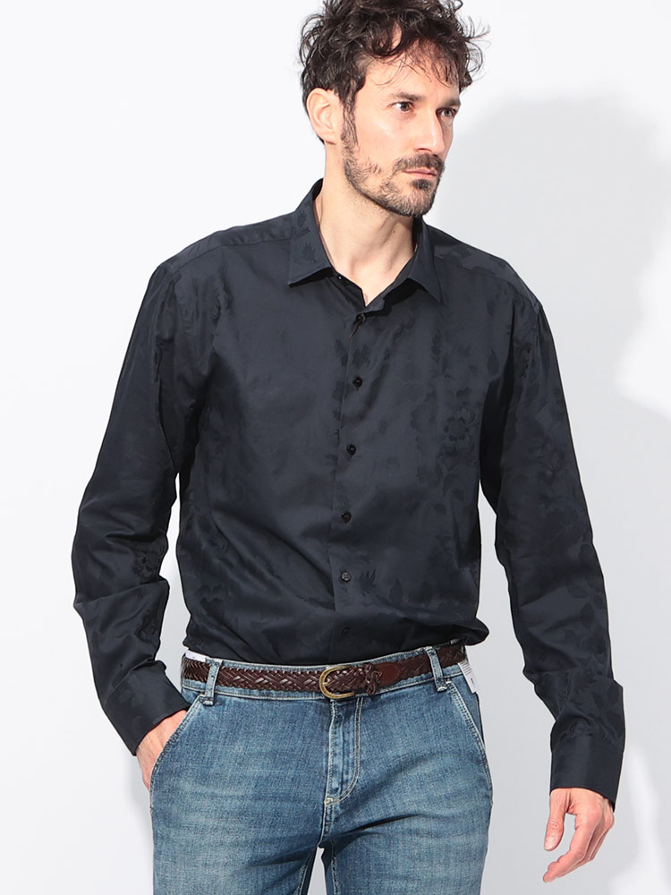 ETRO (エトロ) 綿100％ フラワージャガード 長袖 シャツ