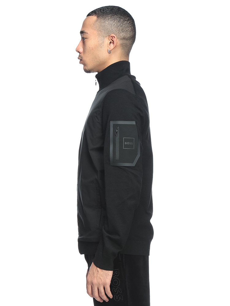 HUGO BOSS (ヒューゴボス) フロント 切り替え フルジップ ニット