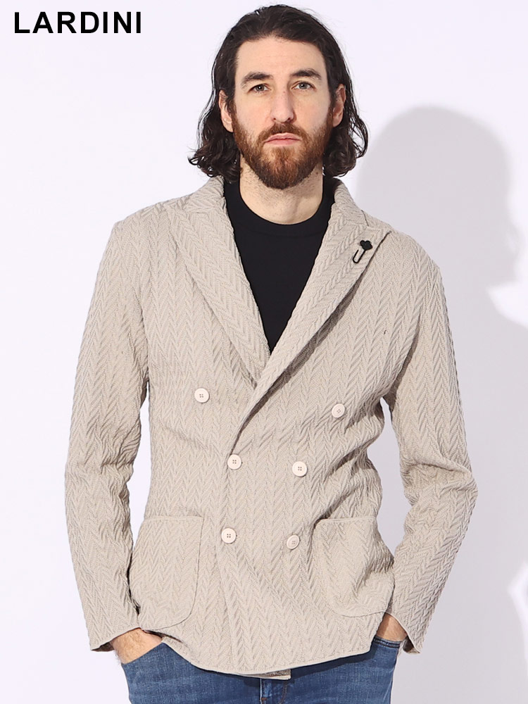 LARDINI (ラルディーニ) ダブル 6ツ釦 ケーブルニット ジャケット